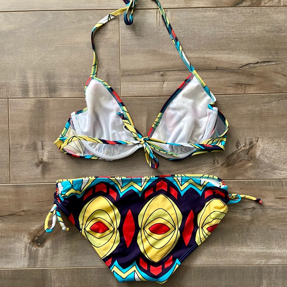 Multi Color Abstract Print 2 Piece String Bikini - image 5